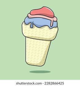 Cute Delicious Ice Cream Vector with Cone