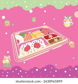 Cute and delicious looking food packaging decorated with cute friends.