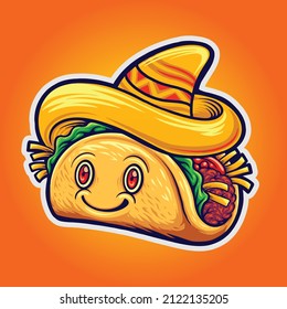 Cute delicious tacos restaurant vector illustrations for your work logo, merchandise t-shirt, stickers and label designs, poster, greeting cards advertising business company or brands