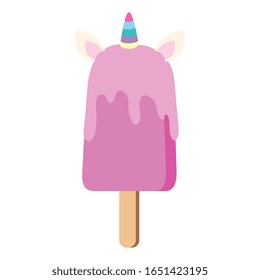 cute and delicious unicorn ice cream isolated icon vector illustration design