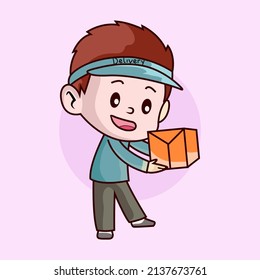 Cute delivery courier mascot design