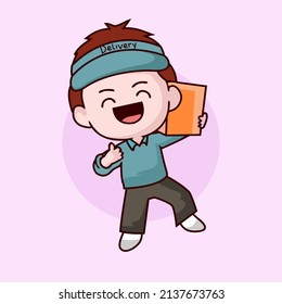 Cute delivery courier mascot design