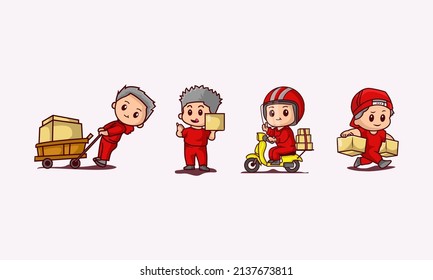 Cute delivery courier mascot design