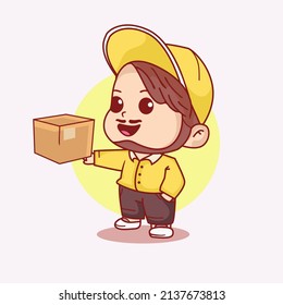 Cute delivery courier mascot design
