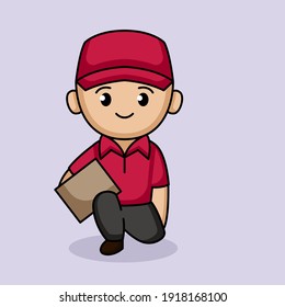 Cute delivery guy mascot design