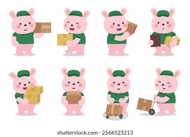Cute Delivery Rabbit Character Collection.