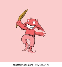 cute demon illustration for commercial use