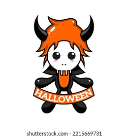 Cute Demon Rider Cartoon Character Icon