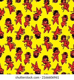 cute demons girls pattern color vector illustration