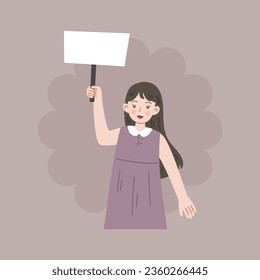 cute demonstrator campaign protester blank sign