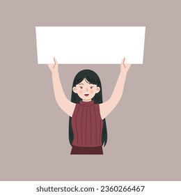 cute demonstrator campaign protester blank sign