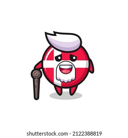 cute denmark flag badge grandpa is holding a stick , cute style design for t shirt, sticker, logo element