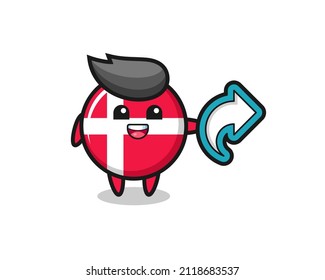 cute denmark flag badge hold social media share symbol , cute style design for t shirt, sticker, logo element
