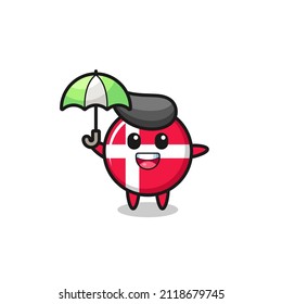 linda ilustración de la marca denmark sujetando un paraguas, diseño de estilo lindo para camiseta, pegatina, elemento logotipo