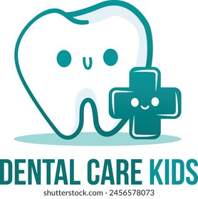 Cute dental care kids logo
