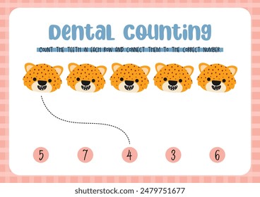 cute dental counting worksheet printable for kids education fun activity