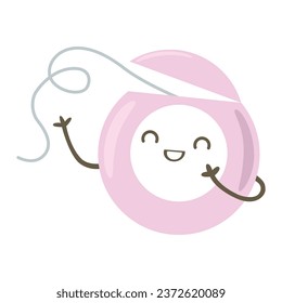 Cute dental floss on white background