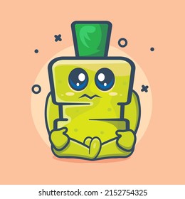 cute dental mouthwash bottle character mascot with sad expression isolated cartoon in flat style design