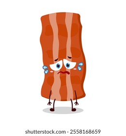 cute depressed expression of bacon cartoon character
