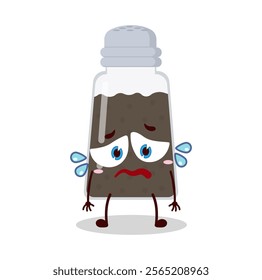 cute depressed expression of black pepper cartoon character
