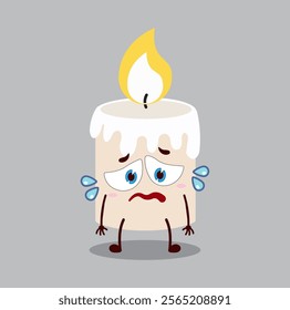 cute depressed expression of candle cartoon character
