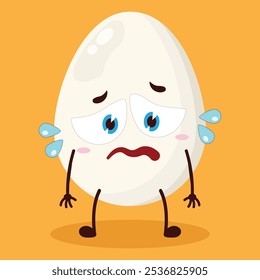 cute depressed expression of chicken egg character