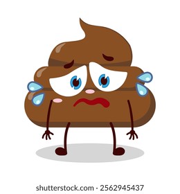 cute depressed expression of chicken poop cartoon character
