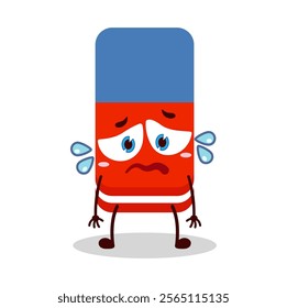 cute depressed expression of eraser cartoon character
