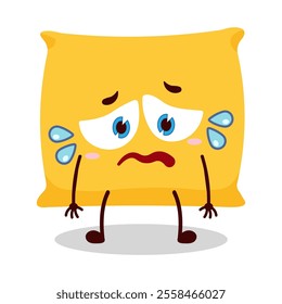 cute depressed expression of half boiled egg cartoon character
