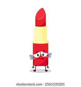 cute depressed expression of lipstick cartoon character
