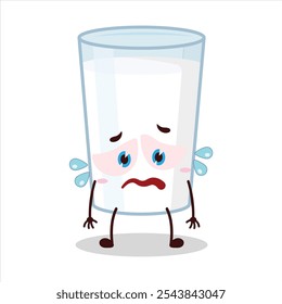 cute depressed expression of milk character