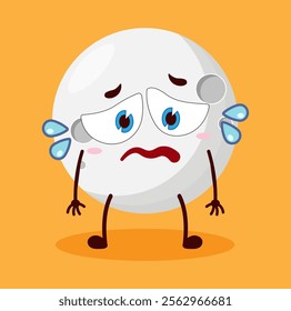 cute depressed expression of moon cartoon character
