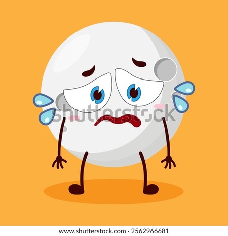 cute depressed expression of moon cartoon character
