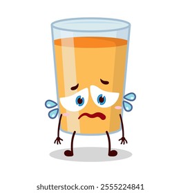 cute depressed expression of orange juice cartoon character