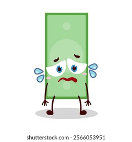 cute depressed expression of paper money cartoon character
