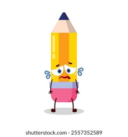cute depressed expression of pencil cartoon character