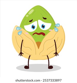 cute depressed expression of pistachio character