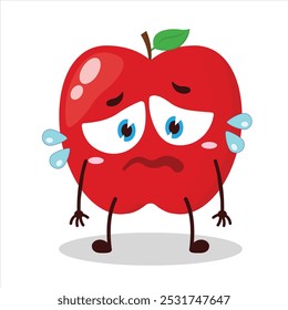 cute depressed expression of red apple cartoon character