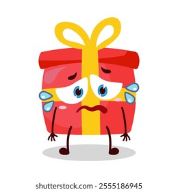 cute depressed expression of red gift box cartoon character