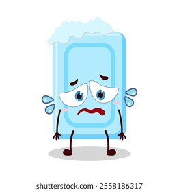 cute depressed expression of soap cartoon character
