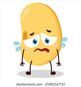 cute depressed expression of soy bean character