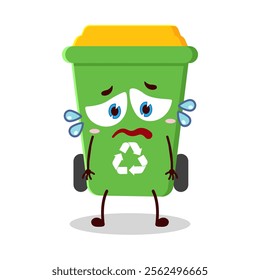 cute depressed expression of trash bin cartoon character
