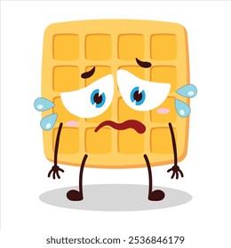 expressão deprimida bonito do caráter waffle