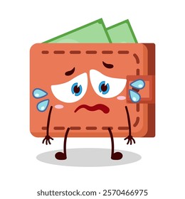 cute depressed expression of wallet cartoon character
