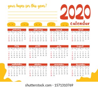 Cute Design Of 2020 Calendar
