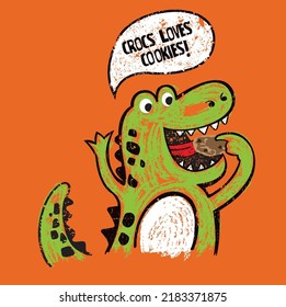 Cute design about a croc eating a cookie! lol