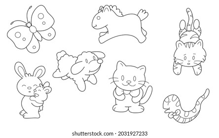 Conjunto de vector de contorno animal de diseño de corte 30