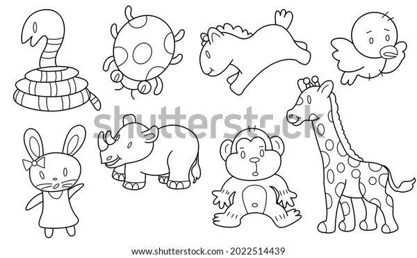 Cute Design Animal Outline Vector Set Stock Vector (royalty Free 