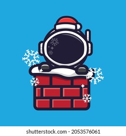 Cute design astronaut selebrating christmas
