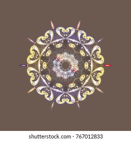Cute design. Brown, yellow and gray snowflakes. Vector illustration. Christmas background with snowflakes abstract background. Holiday design for Christmas, New Year fashion prints.
